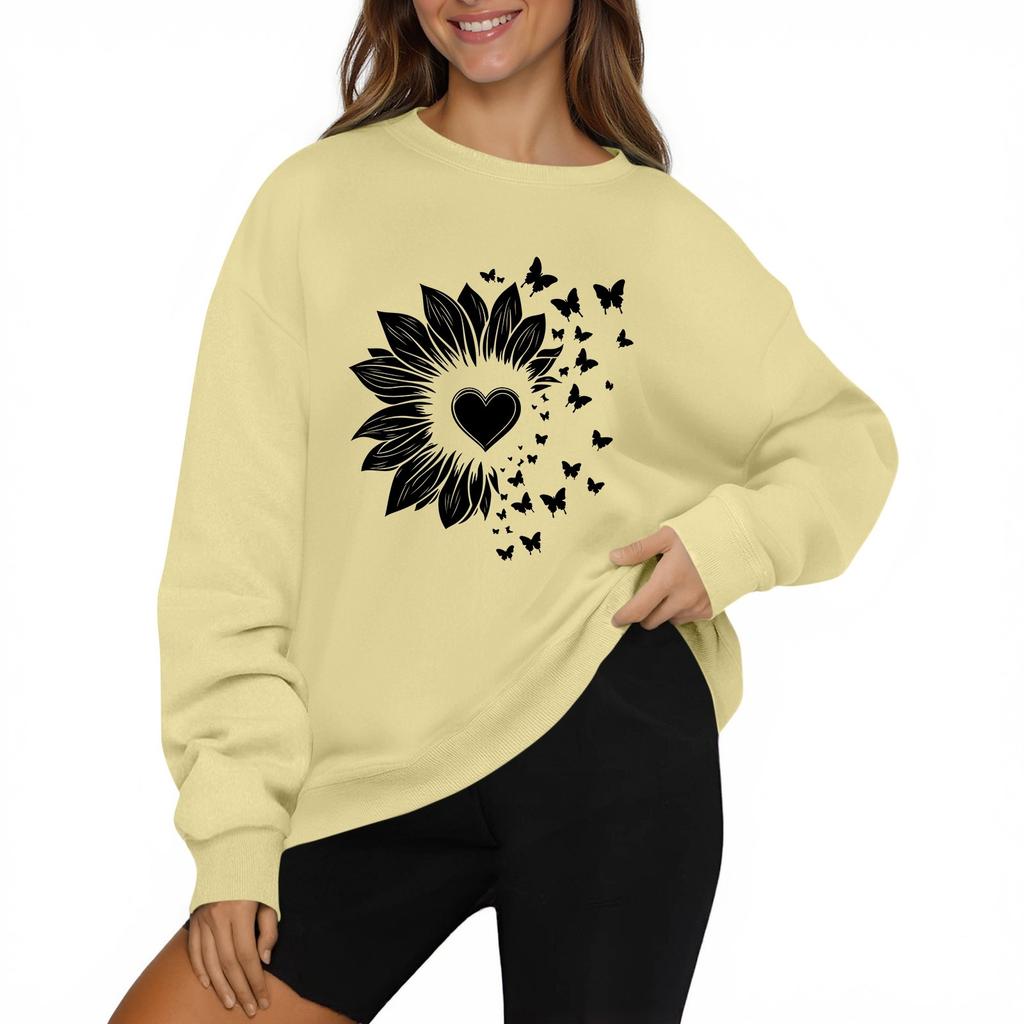 Modă Femei Casual Mânecă Lungă Culoare Solidă Imprimat Gât Rotund Top Hanorac