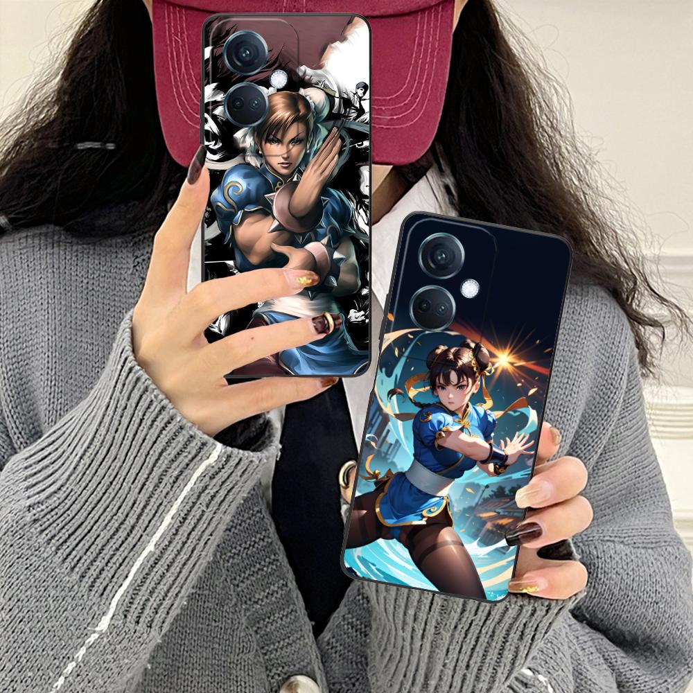 Street Fighter Chunli Phone Case for OPPO Reno 14 13 12 11 10 9 8 7 6 5 F T Pro 5G Colorful Printing Cover Cover Pretty Luxury