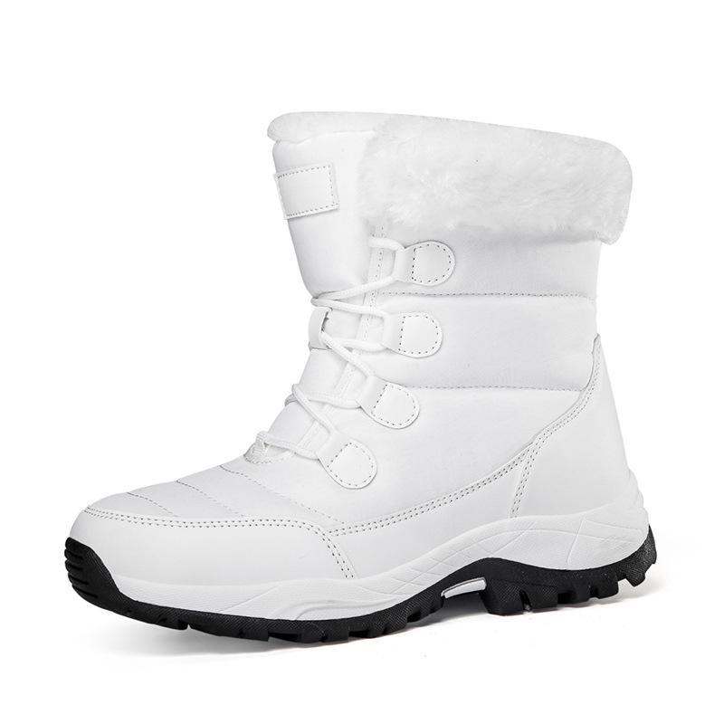 Schneestiefel Damenstiefel Fleece verdickte Martin-Stiefel Damenstiefel Schnür-Damenbaumwollschuhe Große Größe lässige Outdoor-Baumwollstiefel