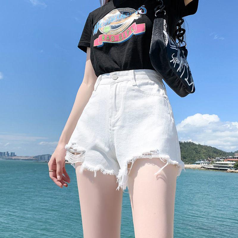 

Summer 2022 Women s Ripped A-line Denim Shorts 5XL белый