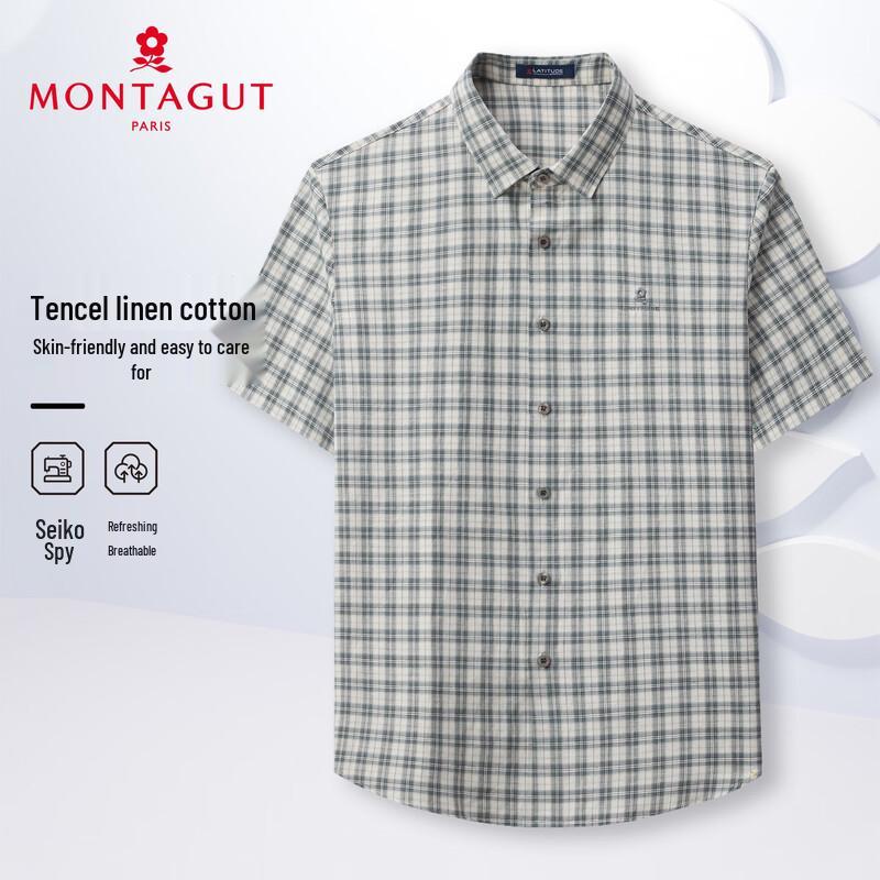 

MONTAGUT Men s Spring Summer Plaid Polo Short Sleeve Shirt XL