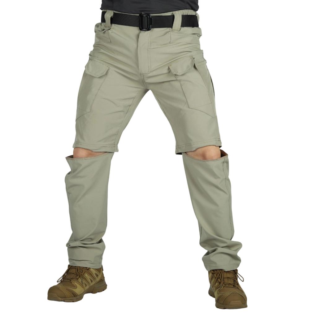 Herren Schnelltrocknende Cargohose mit elastischem Bund, Knopfverschluss, Mehrere Taschen, -, Atmungsaktiv, -, Abnehmbares Design