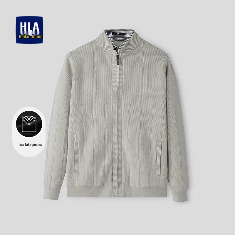 

HLA Men s Double Collar Zipper Knit Sweater with Pockets XL