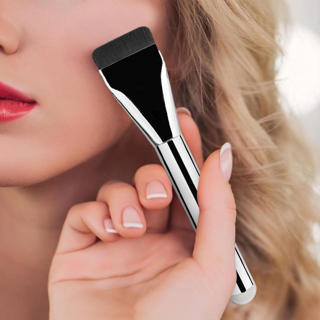 2pcs Flat Foundation Brush for Liquid Makeup, Ultra Thin Flat Head Foundation Brush Soft Dense Flat Makeup Brush Beauty Brushes for Face Makeup