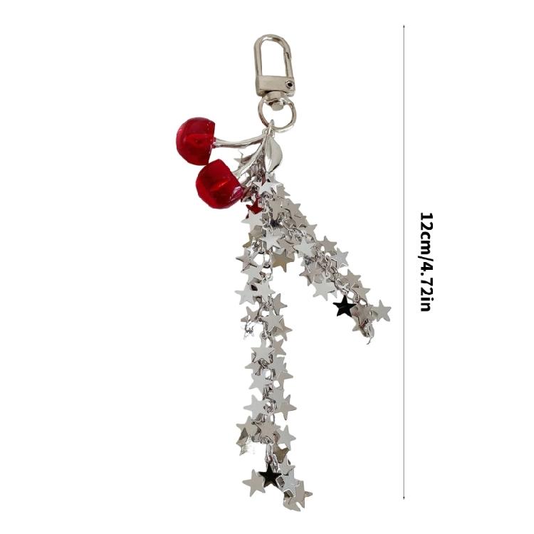 Künstlerischer Sternförmiger Kirsch Schlüsselanhänger Abnehmbare Quasten Anhänger Harz Metall Tägliches Accessoire Dekoration