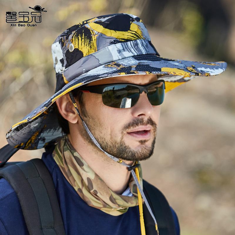 Men Summer Camouflage Sun Hat Big Brim Sunscreen Fisherman Hat For Outdoor Travel Fishing