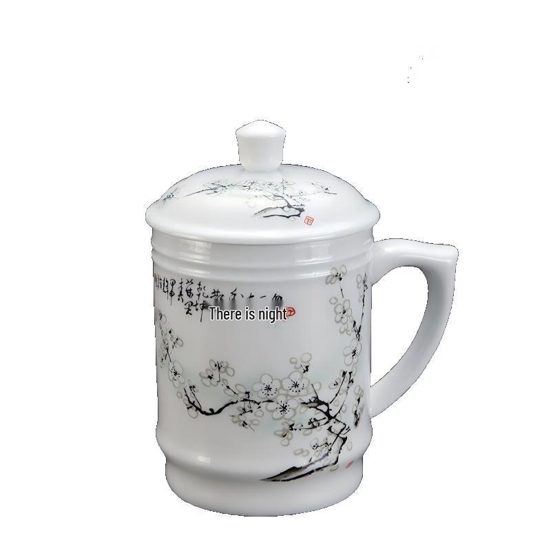 Shangqi Ceramic Plum Fragrance Office Mug with Lid