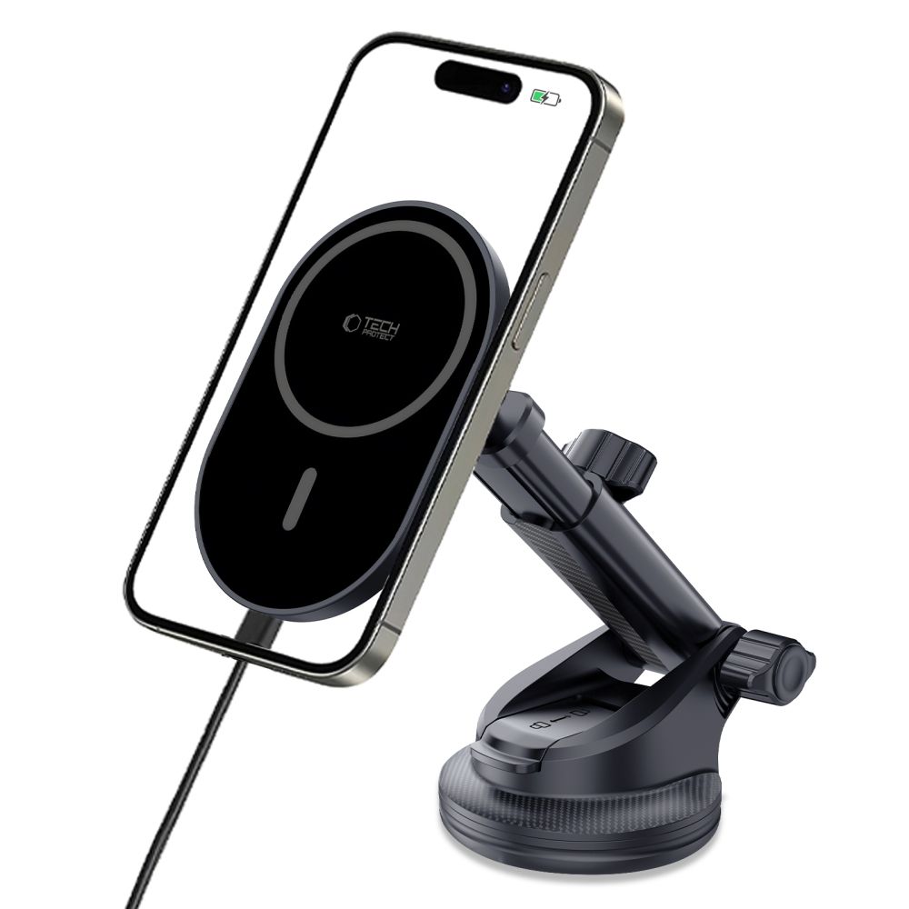Tech-Protect Mm15W-V6 Magnetic Magsafe Dashboard & Vent Car Mount Wireless Charger 15W Black/Black