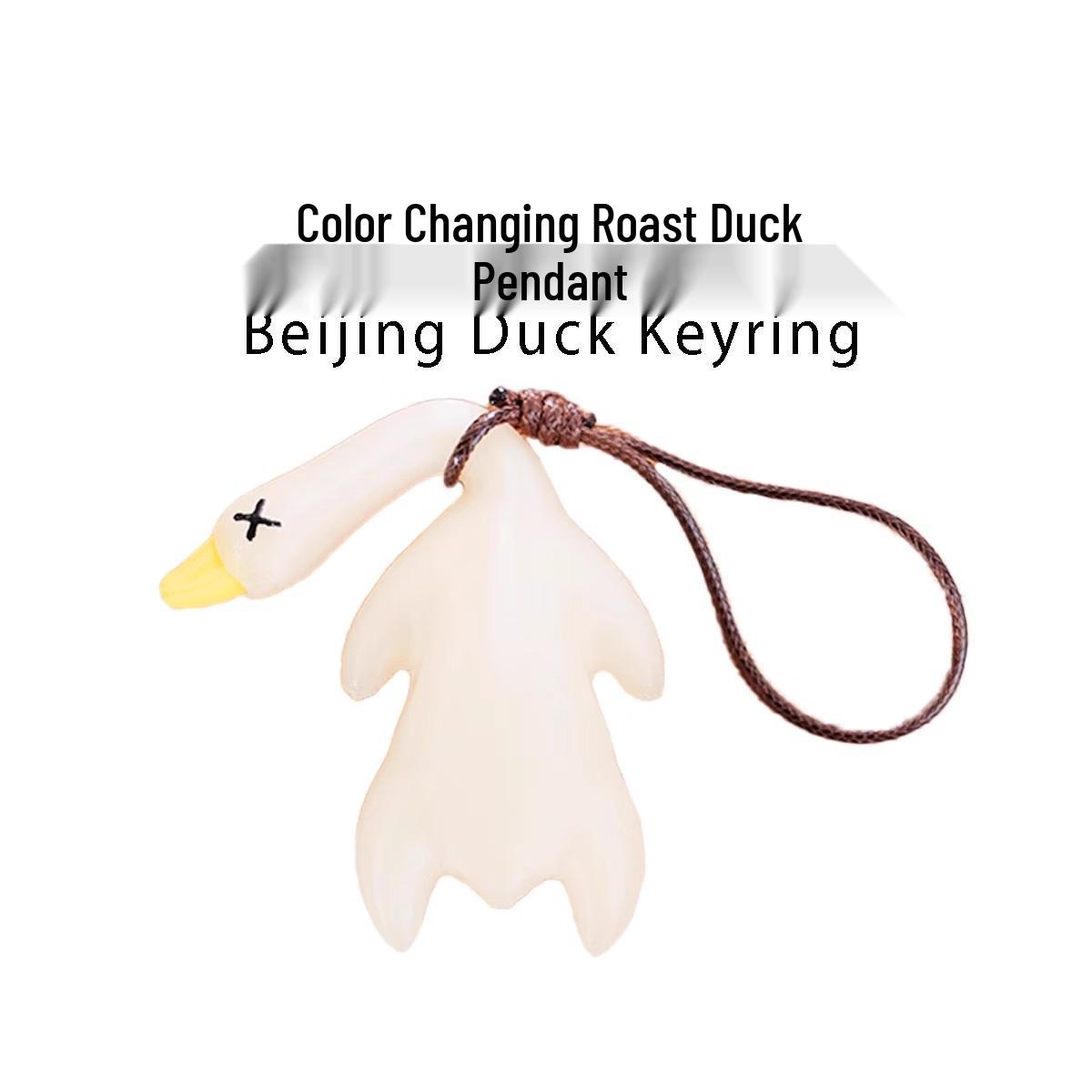 

UV Color-Changing Roast Duck Pendant Keychain – Cute, Quirky Swinging Duck with Sand Sculpture Charm