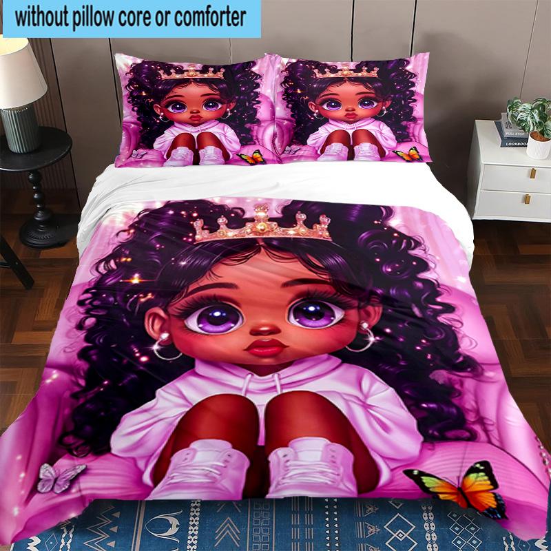 Royal Butterfly Princess Dreams 3pcs Bedding,Including 1pc Duvet Cover And 2pcs Pillowcases Perfect for Christmas,Ideal for Bedroom, Dormitory