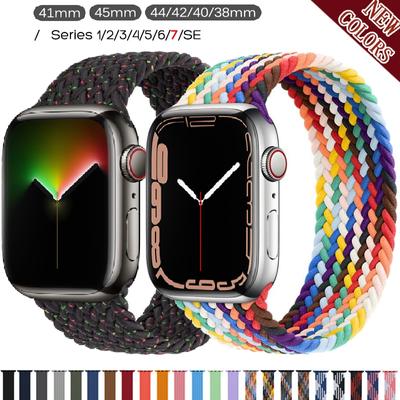 Kumaş Örgülü Solo Döngü Naylon Kayış Apple Watch 7 6 Bant 44mm 40mm 38mm 42mm 41mm 45mm Elastik iWatch Serisi 6 SE 5 4 3