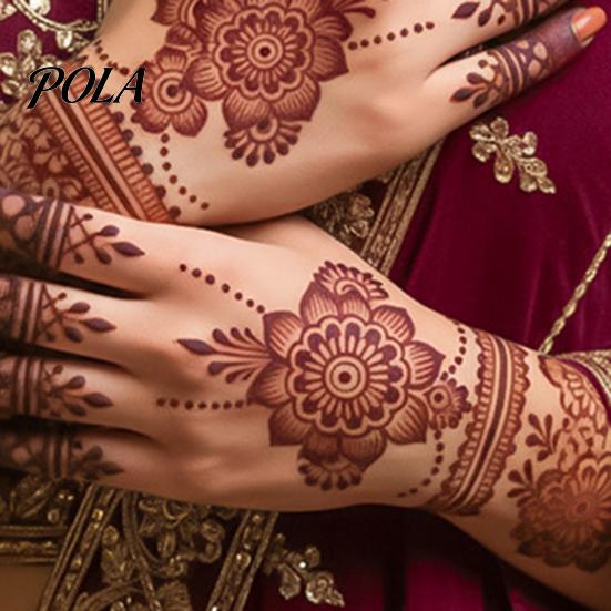 Henna Tattoo Stickers, Red Brown Waterproof Lace Temporary Tattoos, Indian Mehndi Body Art for Hands Feet, Festival Makeup