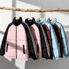 Winter Color Block Puffer Jacket Stand Collar Warm Cotton Coat