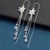 Small Flower Flowing Ice Flower Su'er Line Luxury Earrings Long Style Set with Zircon Stones Ear Pendants