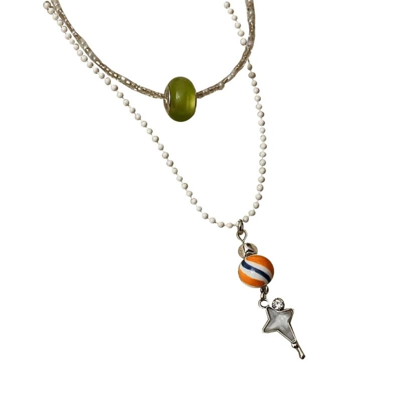 

Ожерелье-чокер с подвеской-ракушкой, модное двухслойное бусинное ожерелье, простая цепочка на ключицы, стильные украшения 1