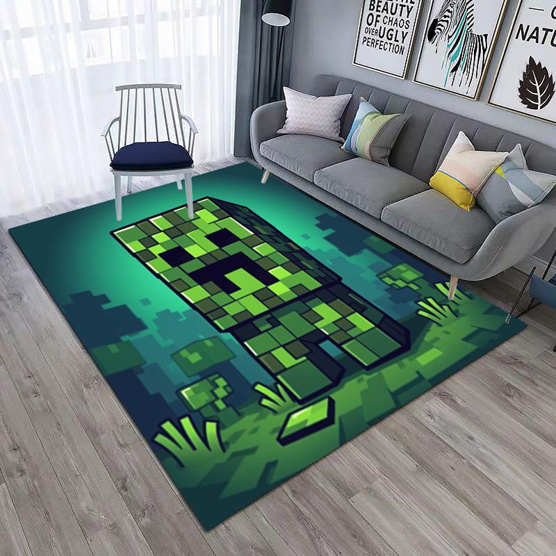 Classic Sandbox Xbox Game Minecraft Carpet Carpet Home Living Room Decoration Table and Chairs Anti Slip Door Mat Outdoor Picnic Mat Carpet A10