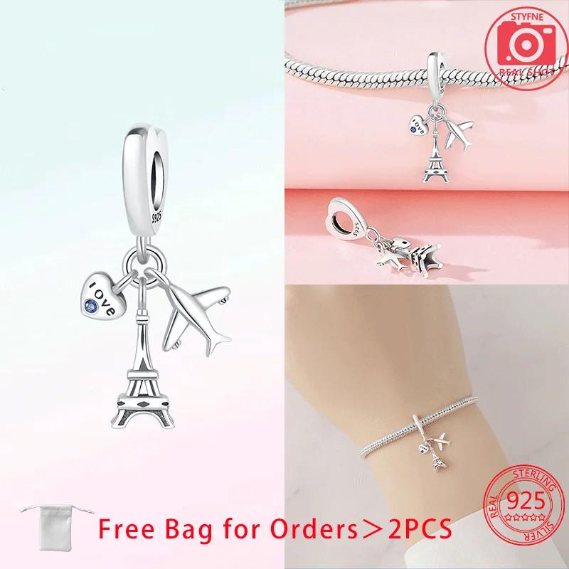 Copper Travel Series Pharaoh Pyramid Tower Anchor Plane Suitcase Charms Beads Pendant Fit Women Jewelry Bracelet Fine Gift