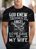 Lustiges Hochzeitsantrags-T-Shirt für Herren 3D Engel Ehefrau Witz-Print mit Eheringen Gott wusste, dass ich einen Engel brauchte Spruch