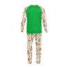 Men's Printed Round Neck Raglan Long Sleeve Casual Home Pajama Set