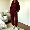 Women's Casual Hooded Long Sleeve Sweatshirt and Jogger Pants 2 Piece Set with Pockets