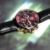 Hodinky Salvatore Mara červený chronograf 10 ATM vodotěsné business formální pánské kožený řemínek černý.
