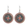 GemChic Damen-Ohrringe im Vintage-Stil, rund, mit Blumen, Öltropfen, süße Ohrringe, ethnische Mode, Haken-Ohrringe, Schmuckgeschenk für Geburtstag und Weihnachten