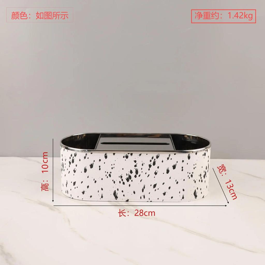 Metal Imitation Horsehair Leather Tissue Box, Stainless Steel Paper Box, Home Decoration, Kitchen Tissue Storage Container