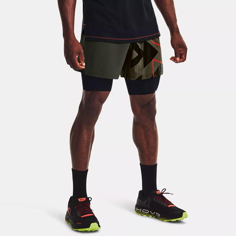 Under Armour Anywhere Breathable Two-In-One Running Straight Leg Casual Shorts Men Shorts Baroque-Green 1366509-310