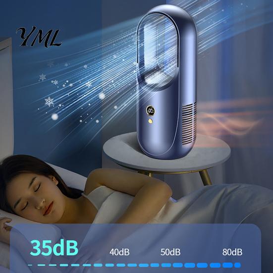 Quiet Bladeless Fan with Remote Desktop Air Purifier, 8-Speed USB Rechargeable Circulator Cooling 8H Timer, 90 Degree Oscillation for Bedroom