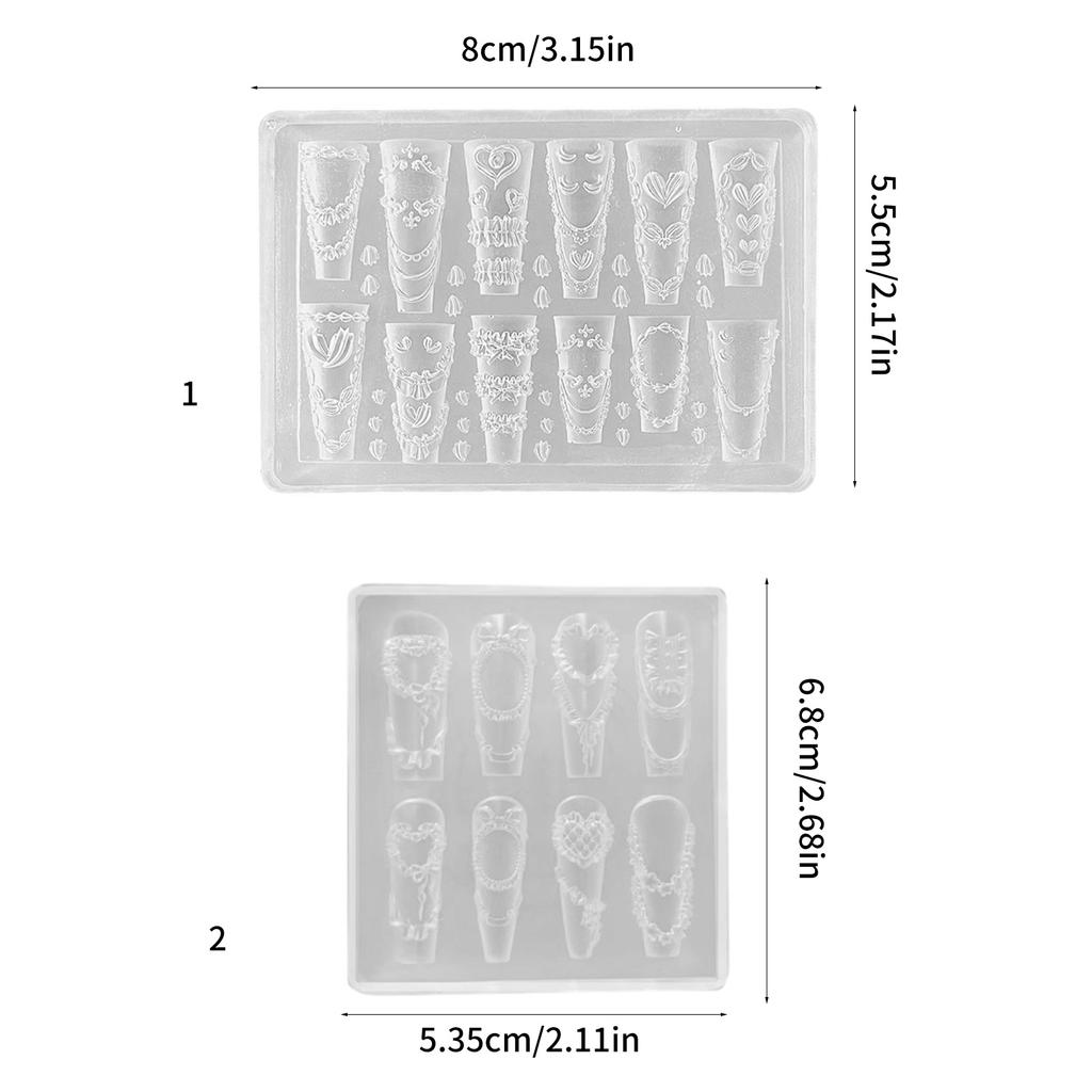 Flexible Silikon Nageldekor Form Filigrane Geschnitzte Muster Creme Rüschen Schleifen Bastelwerkzeug Resin Schmuckherstellung