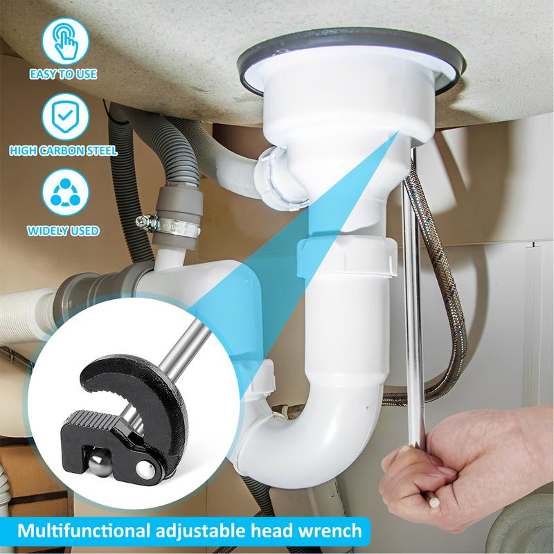 Basin Wrench Under Sink Spanner Multifunctional Wrench Disassembly Tool For Kitchen Sewer Bathroom Bathtub Garden