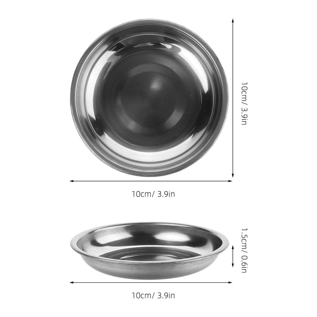 10Pcs Stainless Steel Soy Sauce Dish 4Inch Round Seasoning Plate for Dipping Sauces Condiments Sushi Ketchup Mustard Mayonnaise