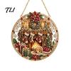 Seasonal Festival Gift Ideas Christmas Rhinestone Painting Suncatcher Kit, Round DIY Hanging Decor Festive Decorations for Holidays Tree Home,