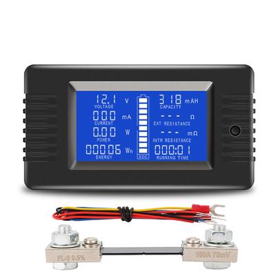 DC Batteriemonitor mit LCD-Anzeige, 100A, Shunt, 0-200V, Volt-Ampere, für Auto, Wohnmobil, Solarenergie