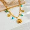 DIEYURO 316L Stainless Steel Golden Lotus Flower Butterfly Necklace Women Trend Non-Fading Clavicle Chain Jewelry Holiday Gift