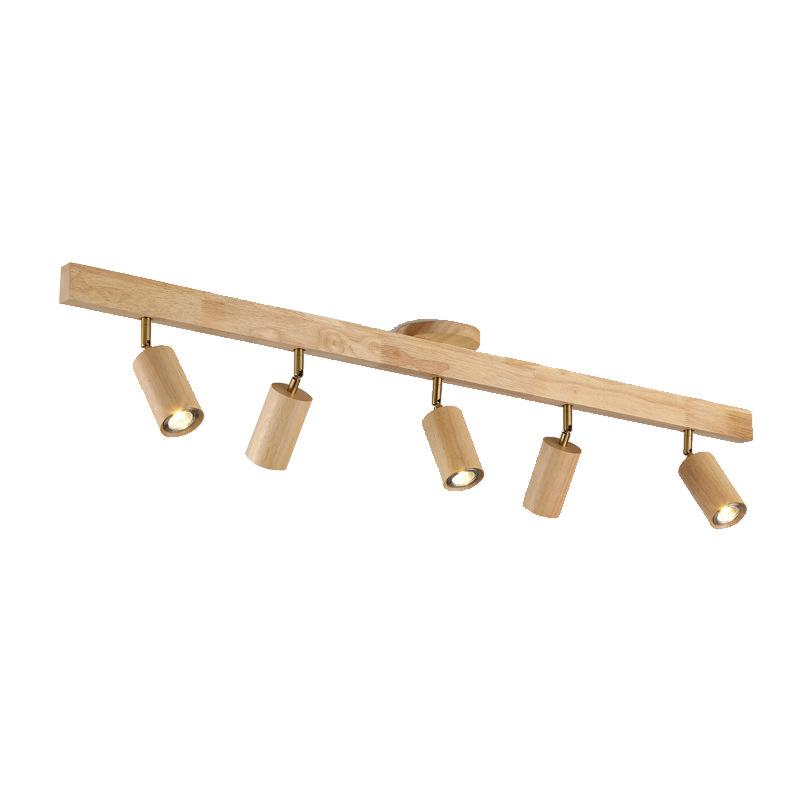 Wood Led Ceiling Lamp With Spot Lights For Living Room Bedroom Corridor Home Indoor Modern Chandeliers Spotlight
