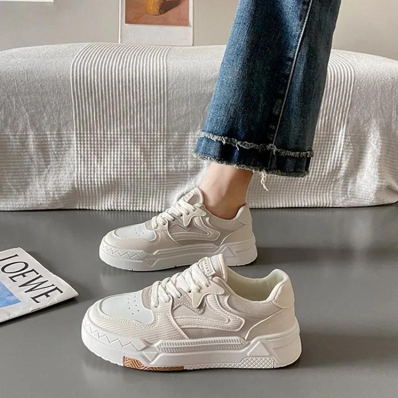 Fashion Small White Shoes Women 2024 New Girls with Thick Soles Low Top Board Shoes Spring and Autumn Leisure Sports Shoes