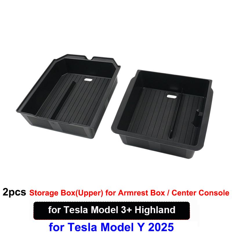 For Tesla Model Y Juniper 2025 Center Console Storage Organizer Box Tray Model 3 Highland 2024 Armrest Box Hidden Accessories