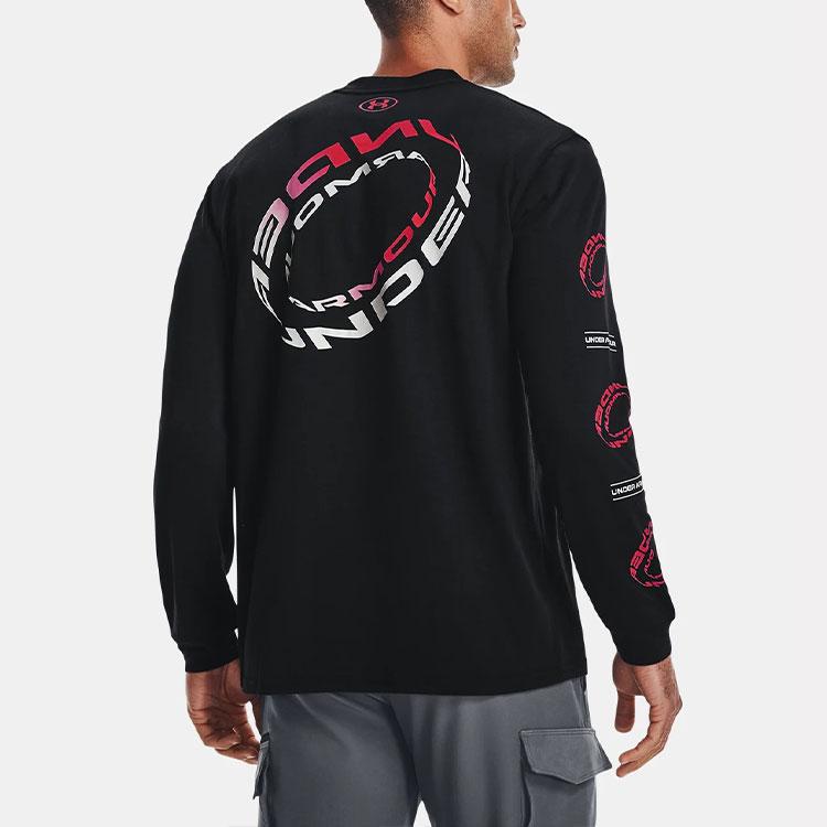 Under Armour Logo Print Training Sports Crew Neck T-Shirt Men Tops Black 1366473-001