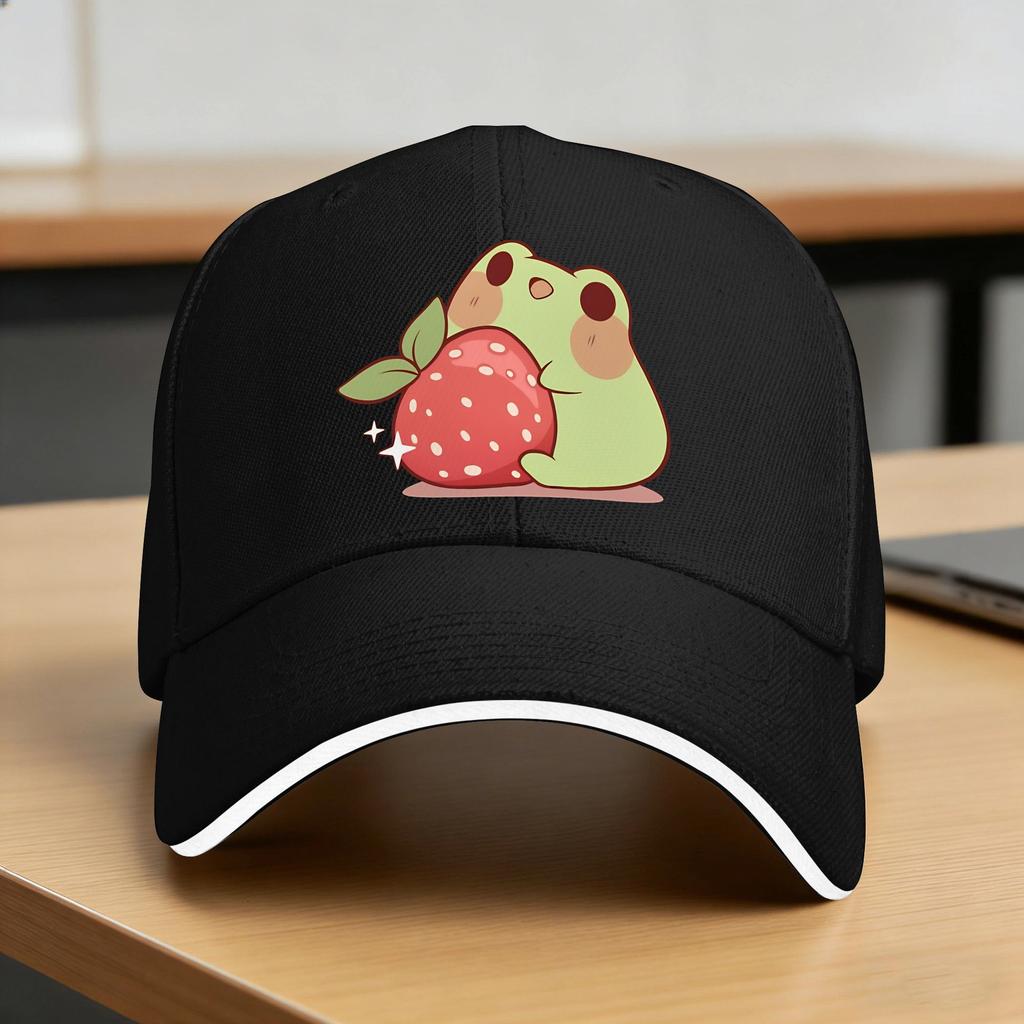 Frog With Strawberry Casual Baseball Cap Outdoor Sport Hip Hop Hats Spring Sun Visor Female Male Street Style Baseball Caps
