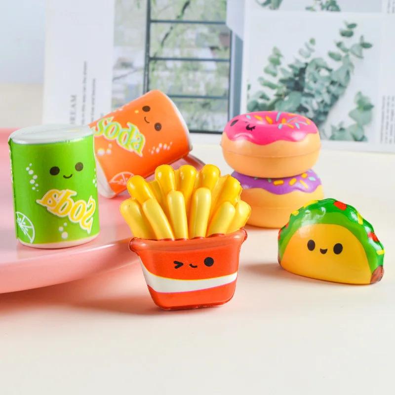 PU Slow Rebound Simulation Mini Figurine - French Fries, Pizza, Popcorn, Miniature Toy, Children's Kneading & Decompression Toy