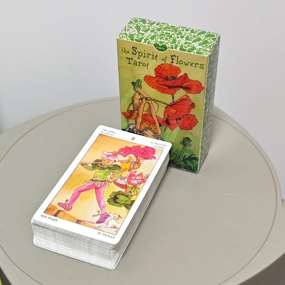 12*7cm The Spirit of Flowers Tarot Deck 78 Pcs Delicate, Lovely Tarot Cards Printed on 350GSM Double-embossed Cardstock