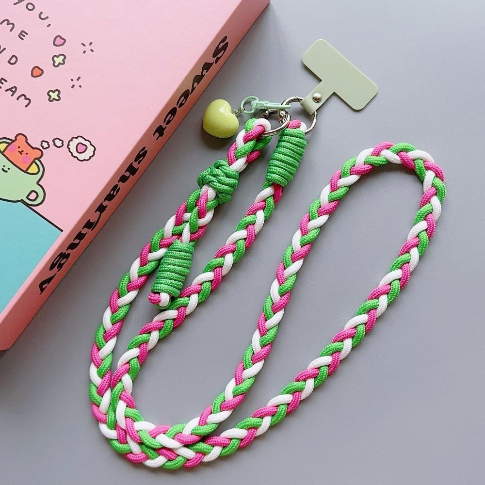 Braided Chain Mobile Phone Crossbody Lanyard Anti-lost Heart Crossbody Phone Strap