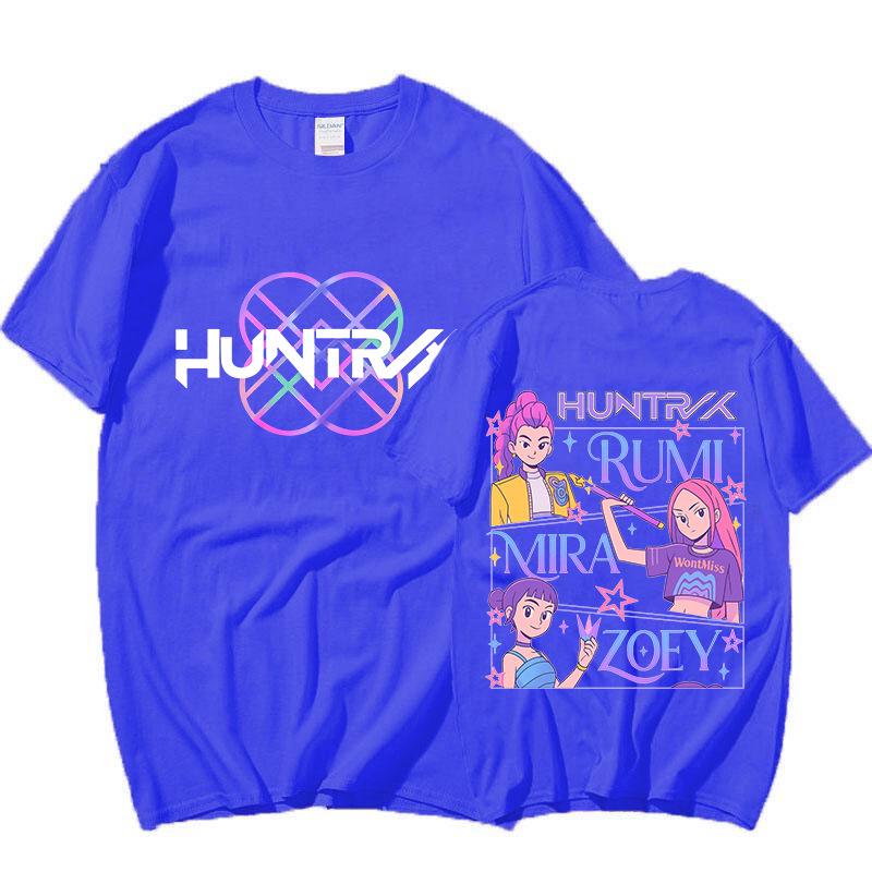 Kpop Demon Hunter Girl Double-Sided Print Round Neck T-Shirt - Unisex Summer Loose Fit