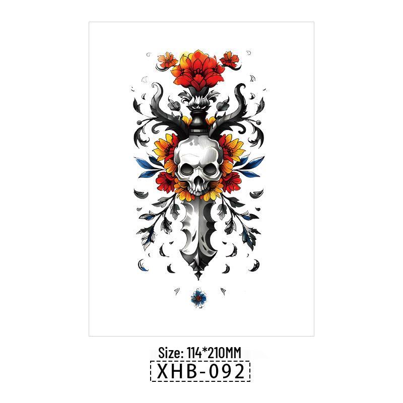 Skull Geisha Sweatproof Tattoo Sticker - Women's Small Full Arm Design