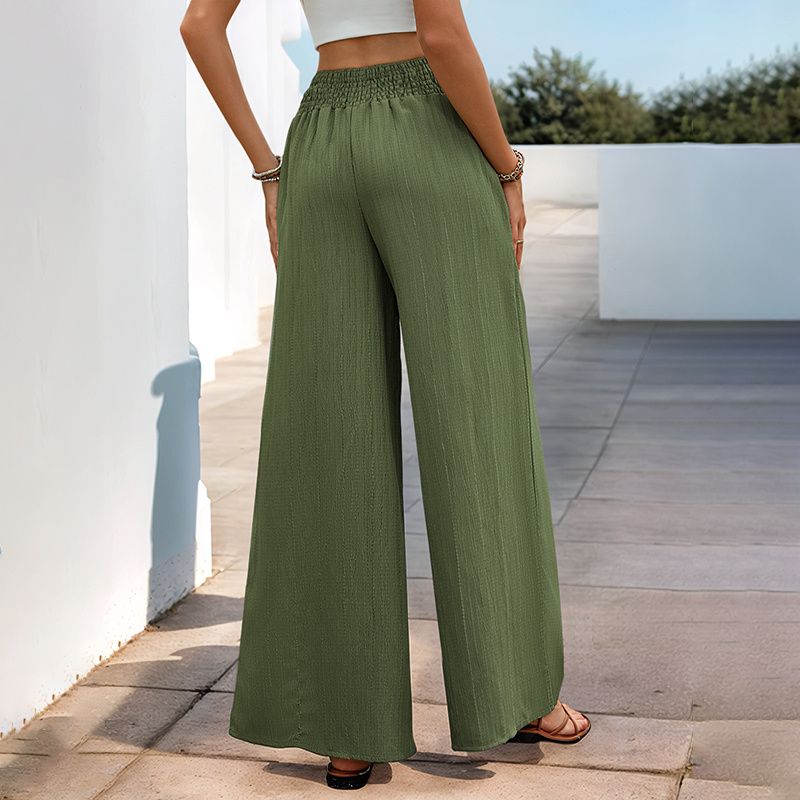 Fashion Women Trousers Ladies Pants Versatile Elastic High Waist Solid Wide Leg Pants Women