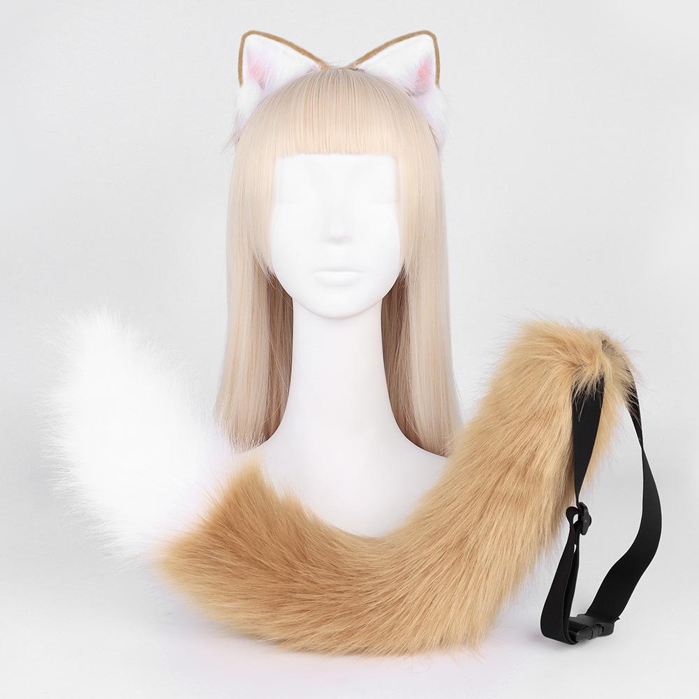 Plush Simulation Cat Ears Cat Tail Cosplay Cat Set Handmade Animal Ears Headband Tail Comic Show Accessories