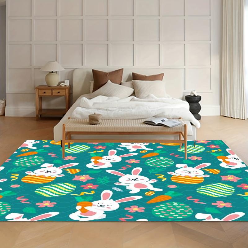 Happy Easter Bunny Carpet Bedroom Decor Kids Play Mat Living Room Floor Mat Entry Mat Carpet Gift Area Rug Alfombra Home Tapis