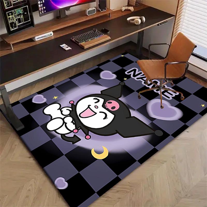 Custom Kuromi Mat Personalized Name, Polyester Washable Indoor Entryway Rug, Gift for Christmas, Easter, Thanksgiving Day