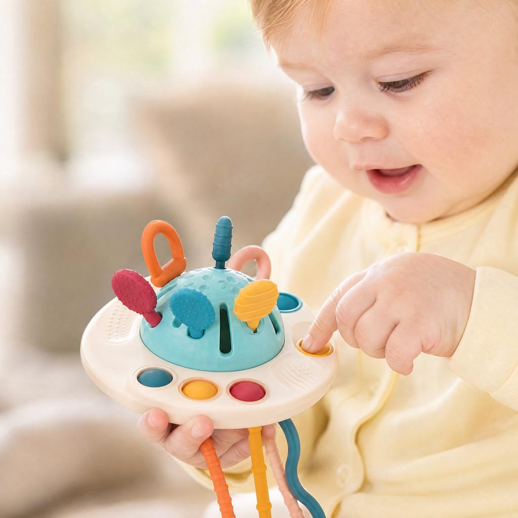 Silicone Sensory Pull String Toy for Baby Fine Motor Skills Development